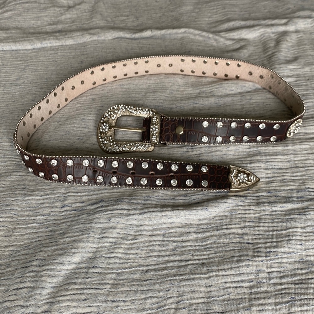Leather bling western belt